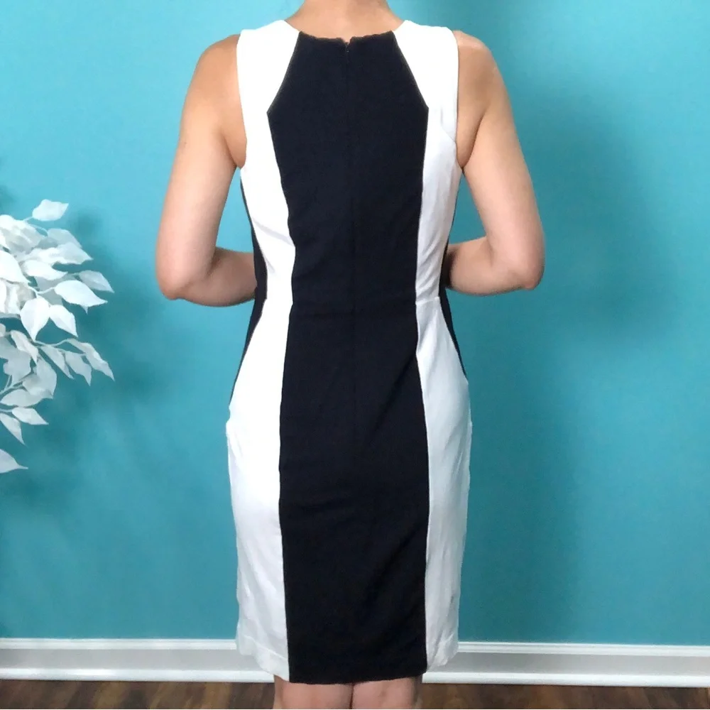 Ann Taylor Black & White Color Block Sleeveless Sheath Dress Petite - Picture 3 of 8